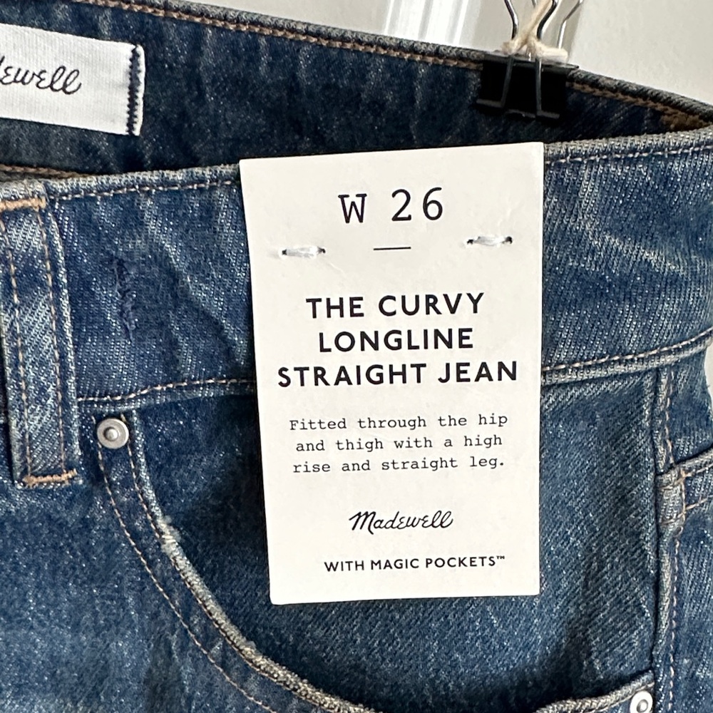 Madewell Curvy Longline Straight Jeans 26 Greendale Wash NWT